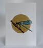 ACEO miniature insect artwork Dragonfly original tiny watercolour painting.  - Image 2