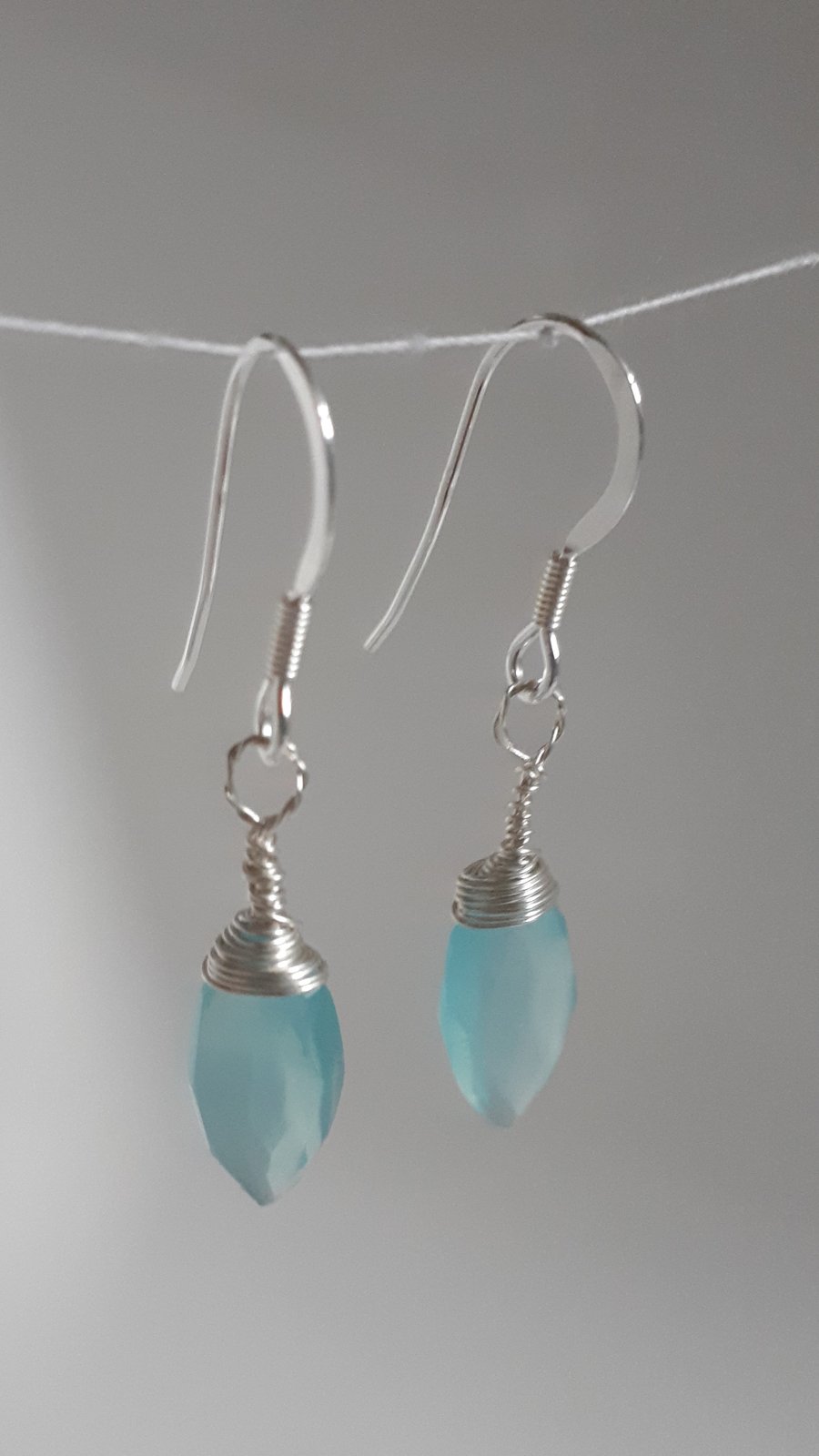 Blue chalcedony drop earrings