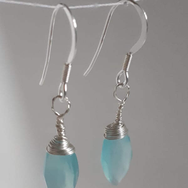 Blue chalcedony drop earrings