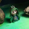 Princess 'Nesse' Tiny Royal Gnome with Crown Jewels OOAK Sculpt by Ann Galvin