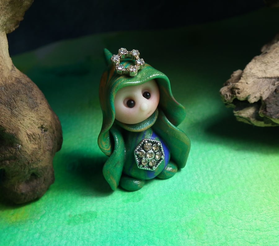 Princess 'Nesse' Tiny Royal Gnome with Crown Jewels OOAK Sculpt by Ann Galvin
