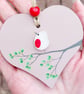 Sea Glass Robin Heart, Handmade Robin Hanging Decoration, Meaningful Beach Gift - Image 8
