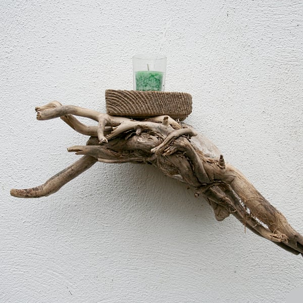 Driftwood Candle Holder,Drift Wood, Wall Mounted, Cornwall, UK (a)