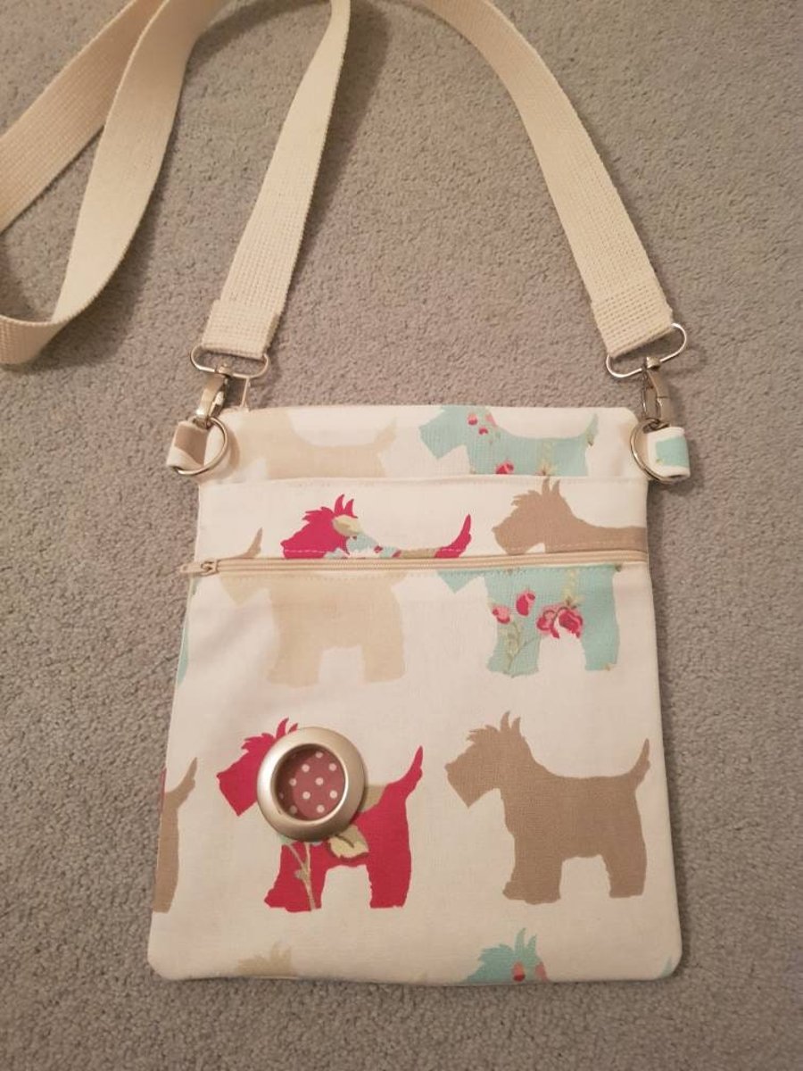Dog walking bag made in Scottie dog Fabric
