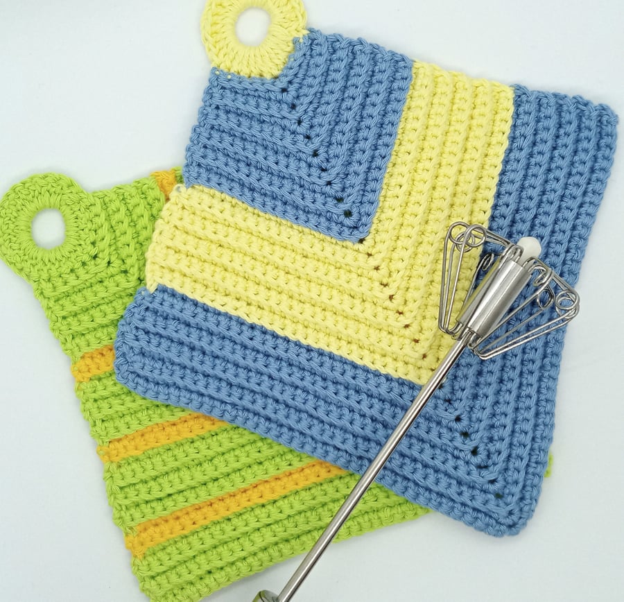 Mix and match crochet pot holders
