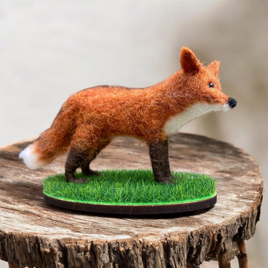 Mini fox needle felted, woollen sculpture, model