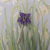 Delicate Sweet VIOLET PIN Viola Wedding Lapel Flower Brooch HANDMADE HANDPAINTED