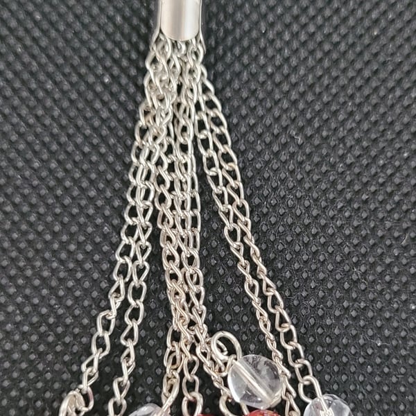 Red beaded chain phone and bag charm