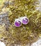Pale Amethyst stud earrings sterling silver, gemstone studs