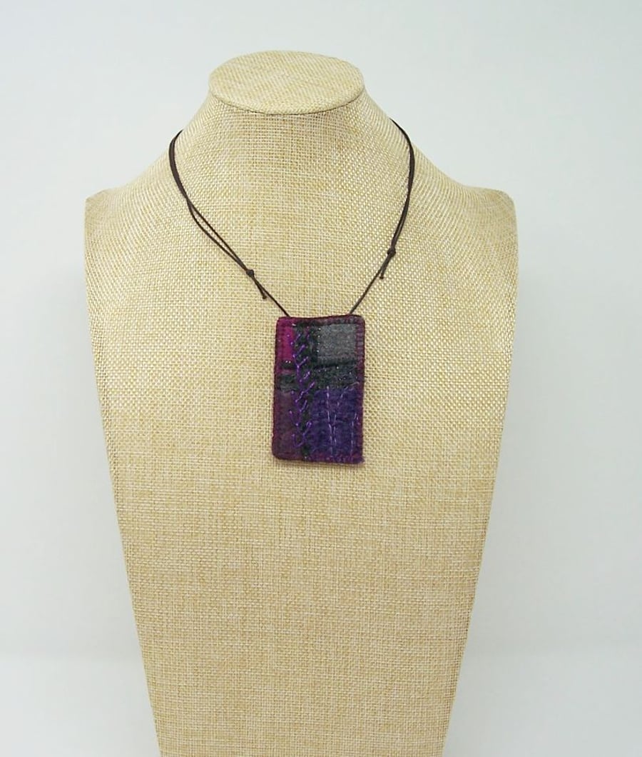 Patchwork hand embroidered necklace