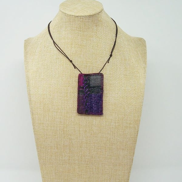 Patchwork hand embroidered necklace