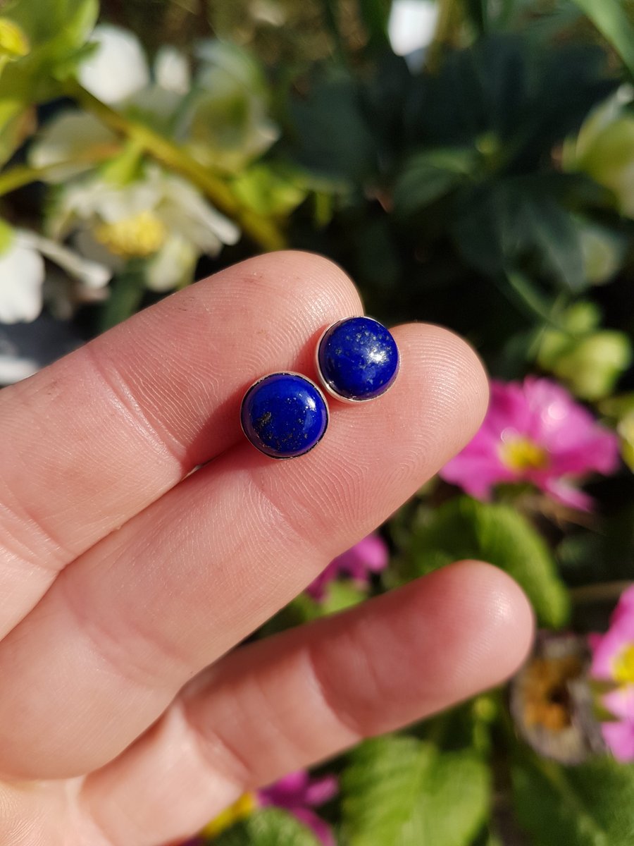 Lapis Lazuli Stud Earrings 8mm
