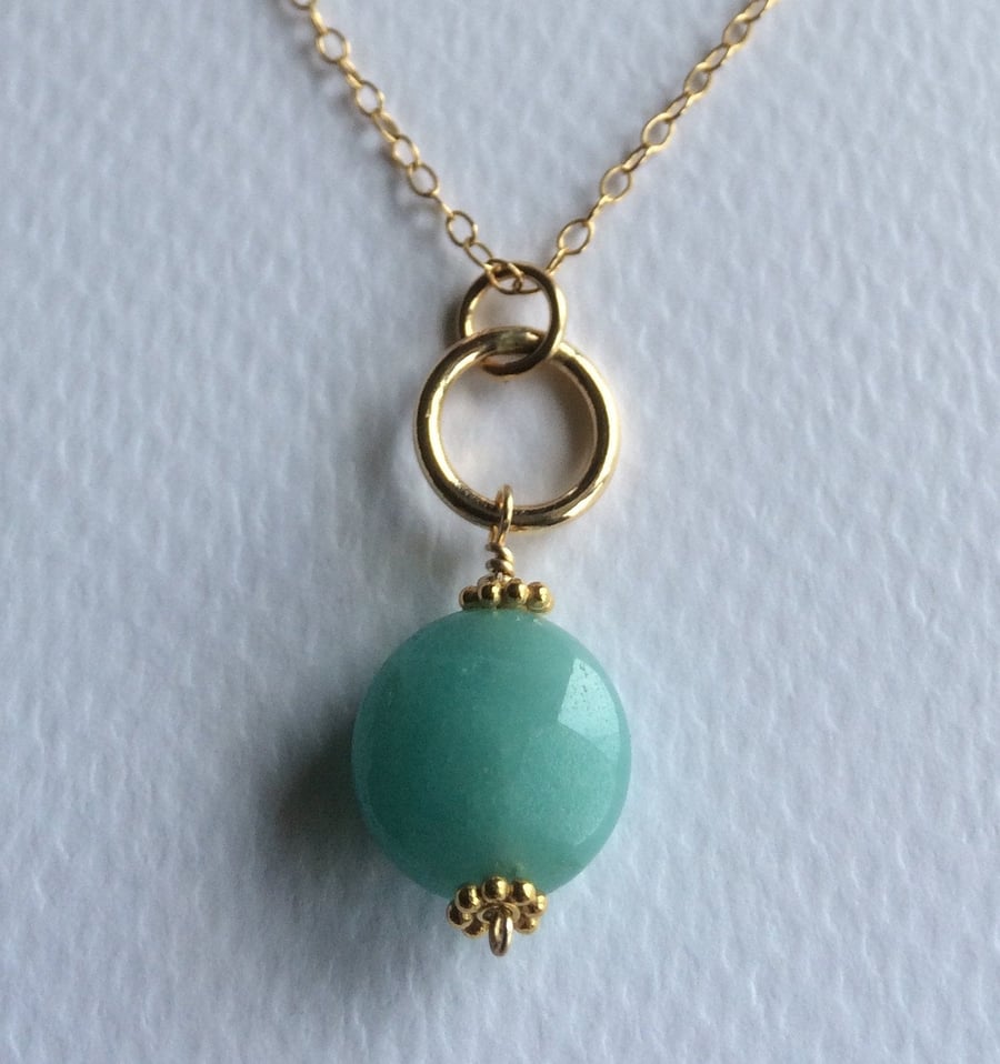 Faceted Amazonite and 14ct Goldfill necklace