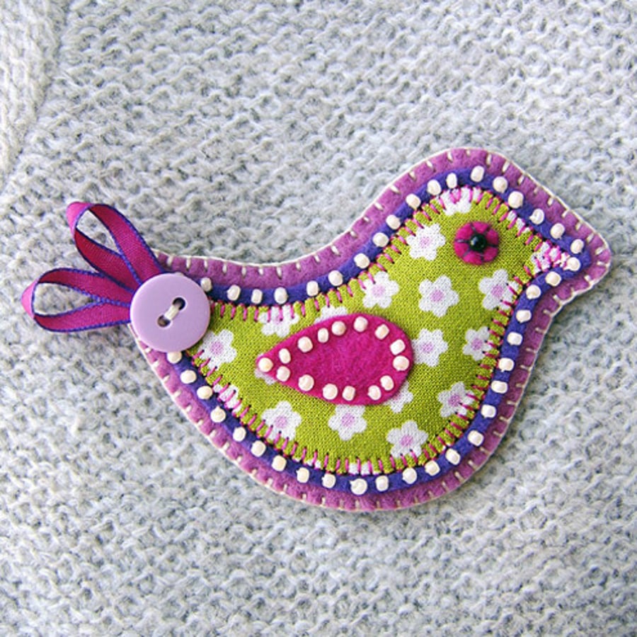 Little Bird Fabric Brooch