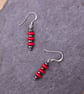 Hematite and Red bead sterling silver earrings - Image 5