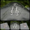Musical Notation Earrings - Silver - Copper - Matching - Mismatch - Music Gift