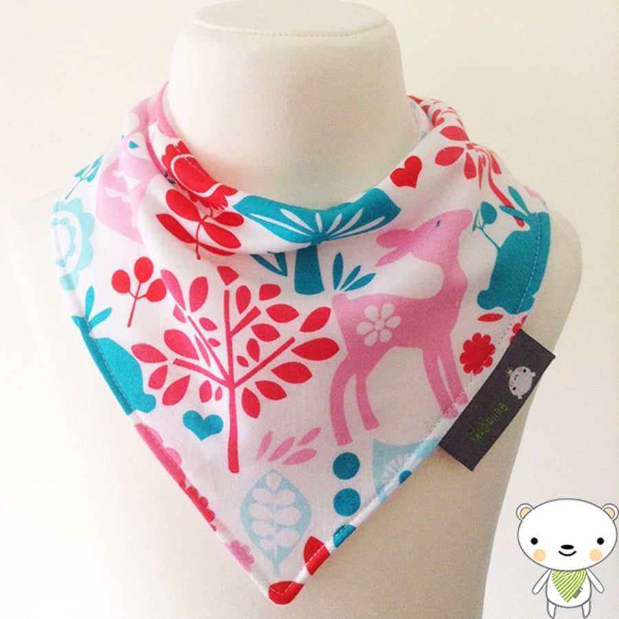 BellaOski BANDANA DRIBBLE BIB FOREST LIFE OWLS AQUA Micheal Miller BABY GIFT