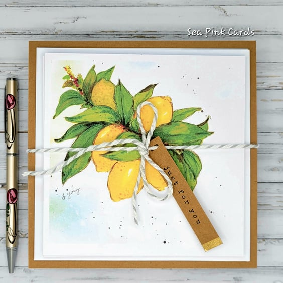 Blank Card Set - Set of 4, Lemons Branch, birthday, note card, thanks, get well