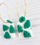 Tropical Monstera leaf pattern arch hoop earrings  - Image 2