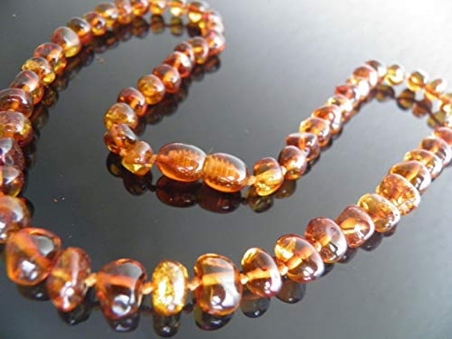 50, 45 cm Genuine Beautiful Baltic Amber Adult Beads Necklace Cognac Colour