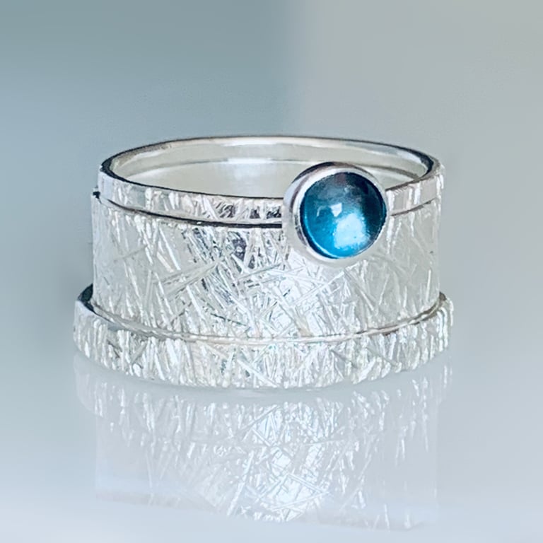 Sterling Silver ScratchTopaz Ring, Handmade Urban Design Jewellery