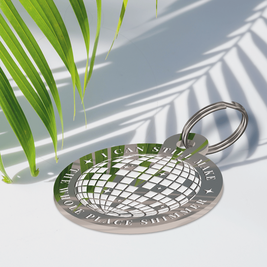 Whole Place Shimmer - Keyring: Girly Disco Ball Accessory, Mirrorball Keychain