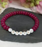 Pink chalcedony "brave" stretch gemstone bracelet, manifest, intention - Image 5