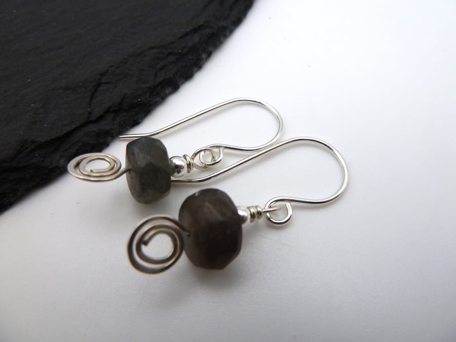 sterling silver earrings, labradorite gemstone jewellery