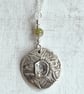 Sterling silver botanical pendant with daffodil and tourmaline. - Image 2