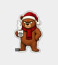 Unique Funny Christmas Sticker Xmas Decal - Grumpy Brown Bear