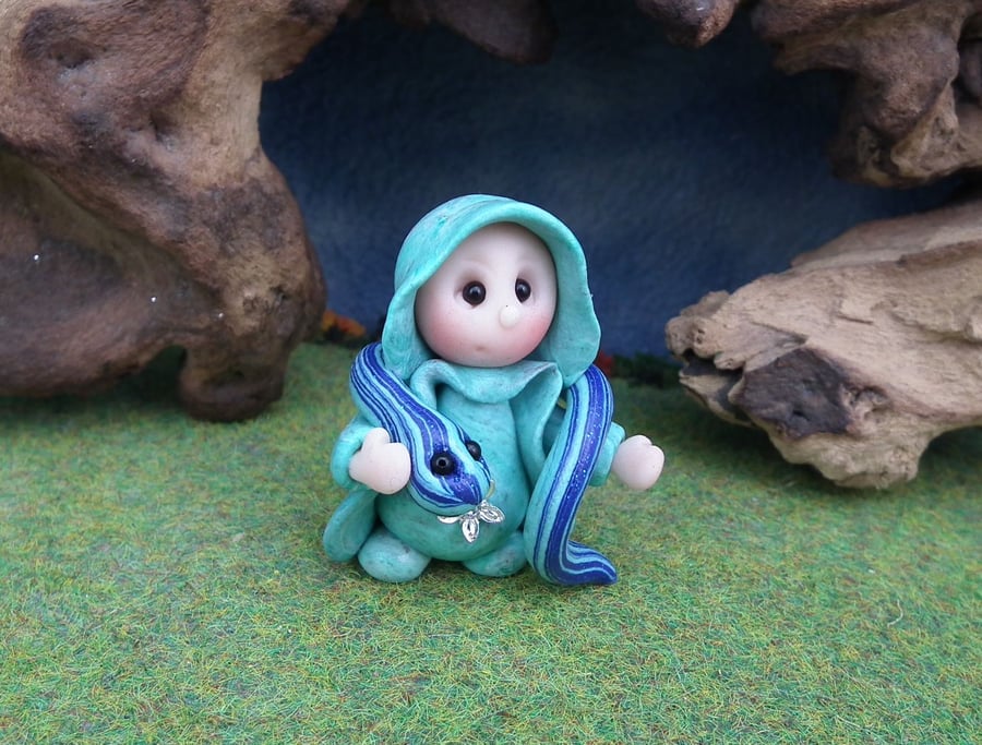 Tiny Snake Whisperer Gnome 'Pollie' OOAK Sculpt Ann Galvin Gnome Village