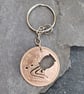 Aquarius symbol cut from penny coin as Keyring or Bag charm - Image 1