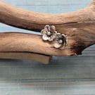 Flowers Patined Stud Earrings Sterling Silver 925 