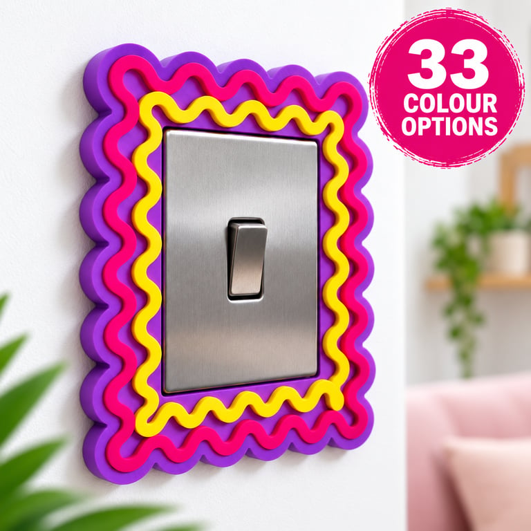 Colourful Wavy Light Switch Surround – Retro Scalloped Switch Cover