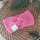 Crochet Ear Warmers - Headband Twist Style Fondant Pink
