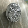 Owl Brooch in Silver Pewter