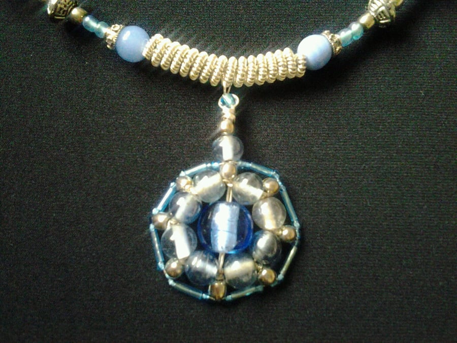 Glass Bead Necklace and Pendant