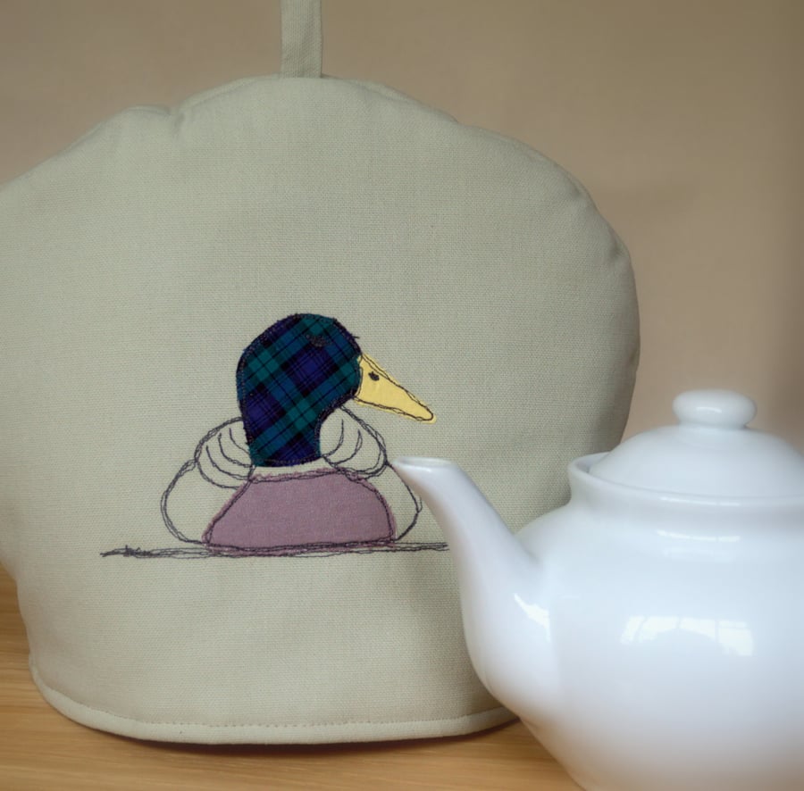  Tea Cosy with Mallard Duck Freehand Machine Embroidery Design 