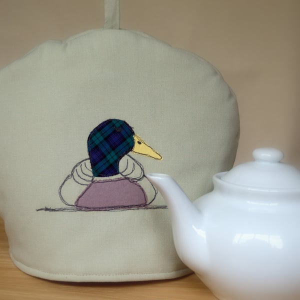  Tea Cosy with Mallard Duck Freehand Machine Embroidery Design 