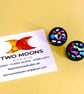 Set of two black satin dichroic glass shank buttons - Image 4