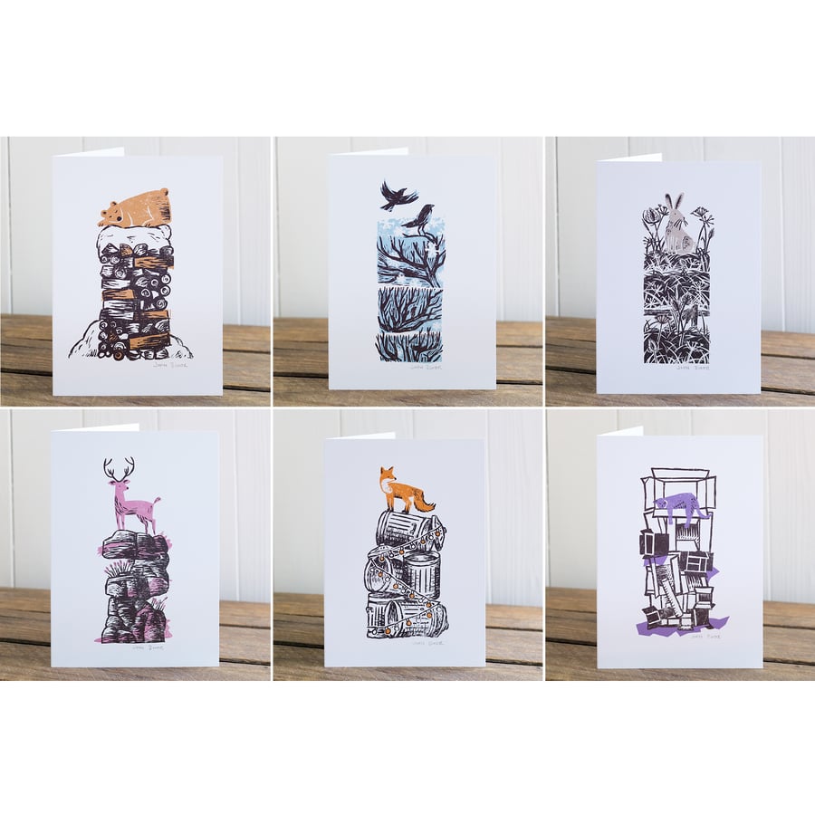 Winter Drifts cards set of all six designs, Christmas cards, blank inside