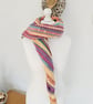 Multicoloured Crochet Scarf, Colourful Striped Triangle Shawl Wrap - Image 3