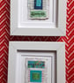 Pretty Patterned Green Turquoise Blue Handstitched Geometric Small Artworks - Image 10
