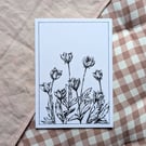 Orignal Black Ink Flower Painting A6
