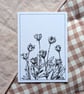 Orignal Black Ink Flower Painting A6 - Image 1