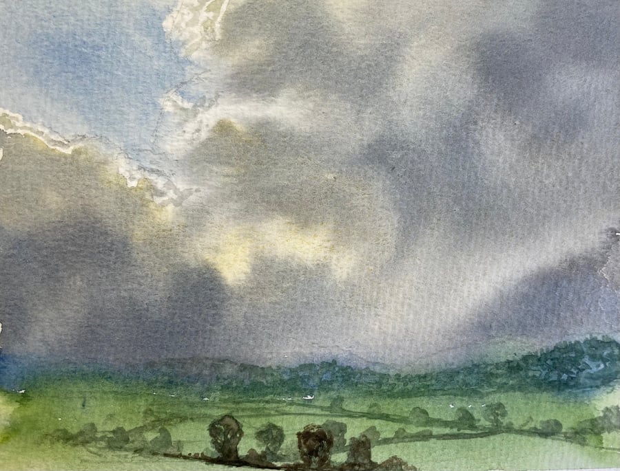 Skyscape skelton (Pure Original Watercolour FULLY MOUNTED 8” x 6”)