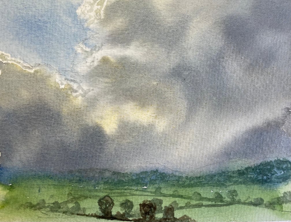 Skyscape skelton (Pure Original Watercolour FULLY MOUNTED 8” x 6”)