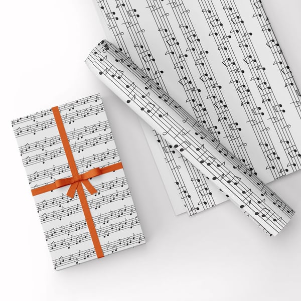 Gift Wrap Music Sheet Notes & Matching Gift Tag-Wrapping Paper-LG39