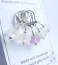 Lampwork Stitch Markers - Frosted White and Purple - Image 1