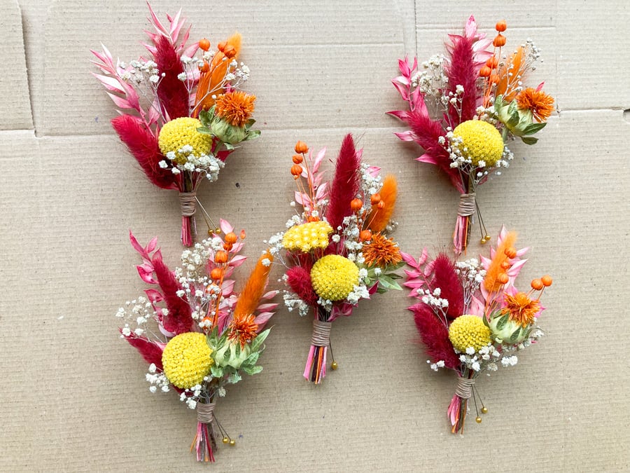 Autumnal dried flowers buttonhole